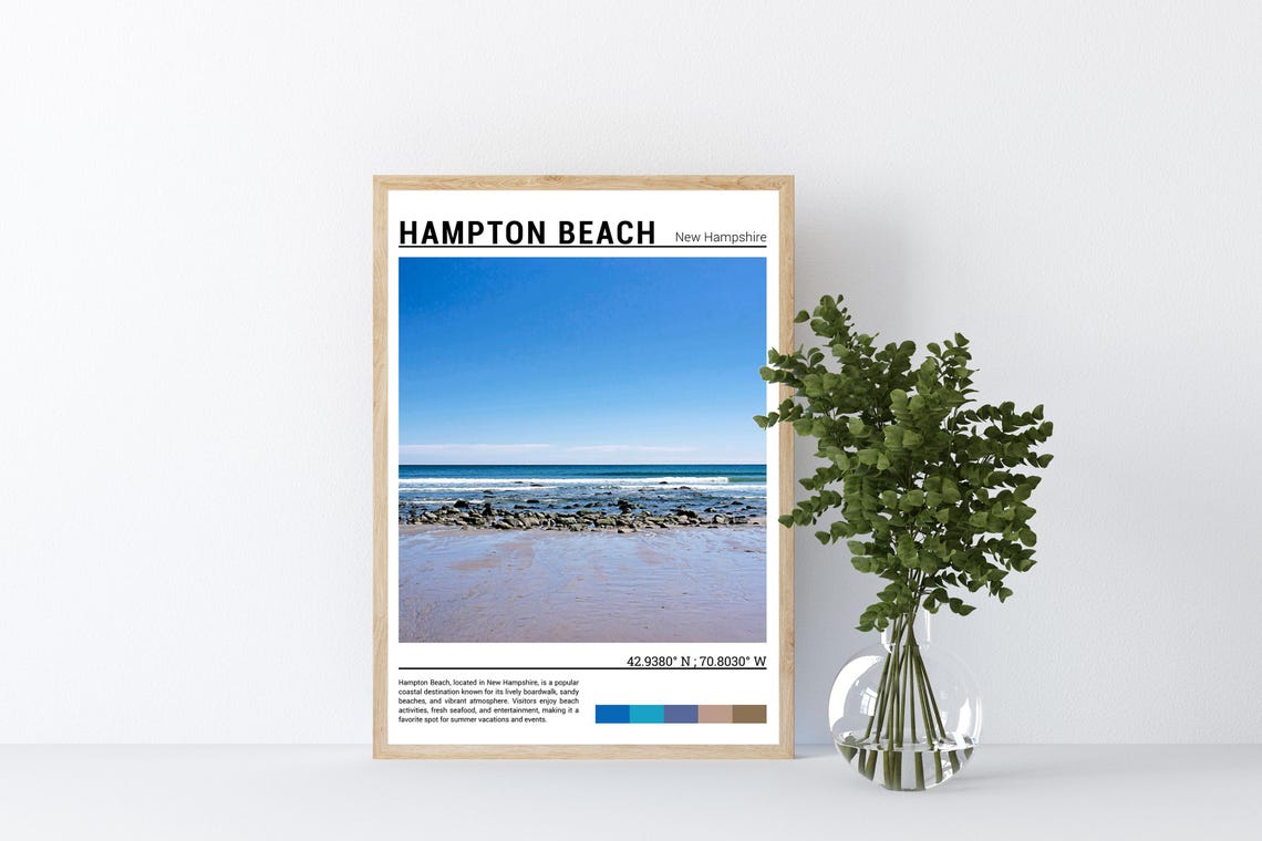 Hampton Beach New Hampshire Rocky Shore Atlantic Ocean Scene Poster - Image 4