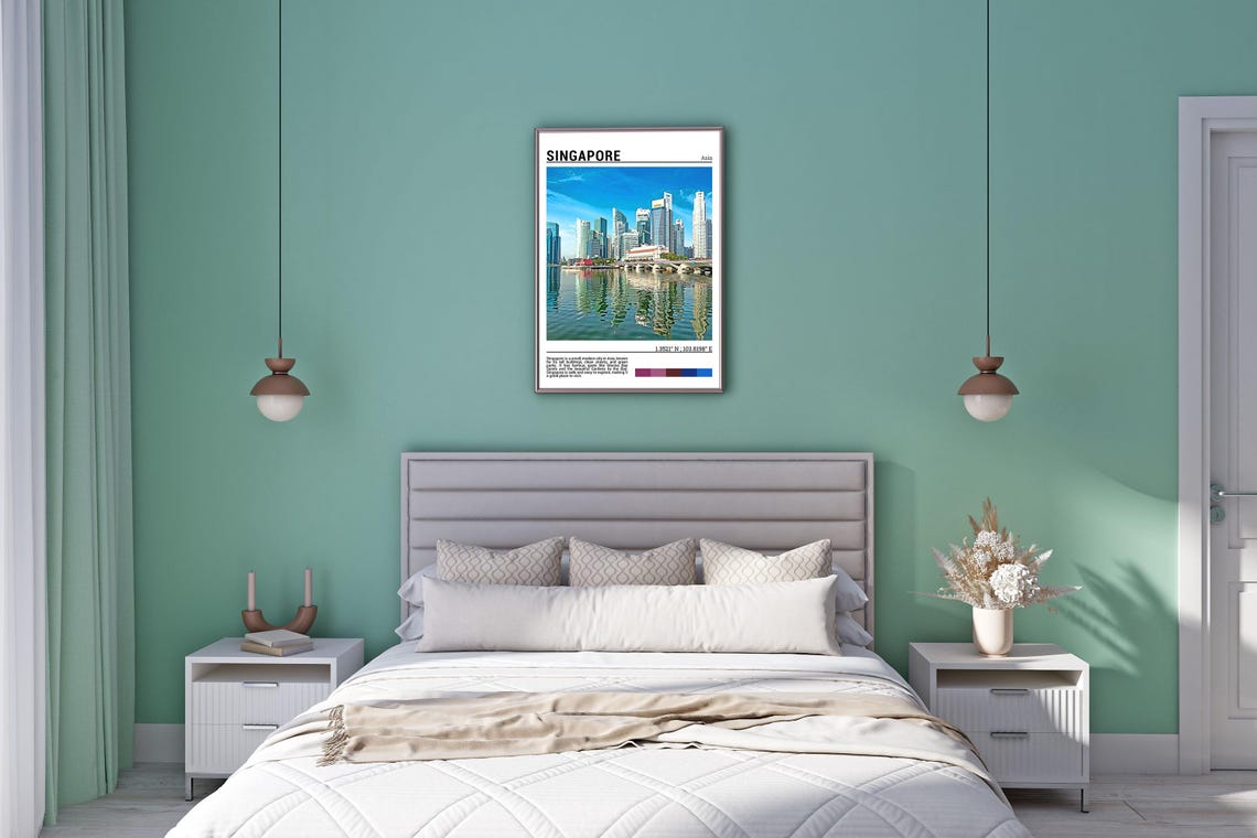 Singapore Marina Bay Modern Skyline Water Reflection Scene Poster - Image 5