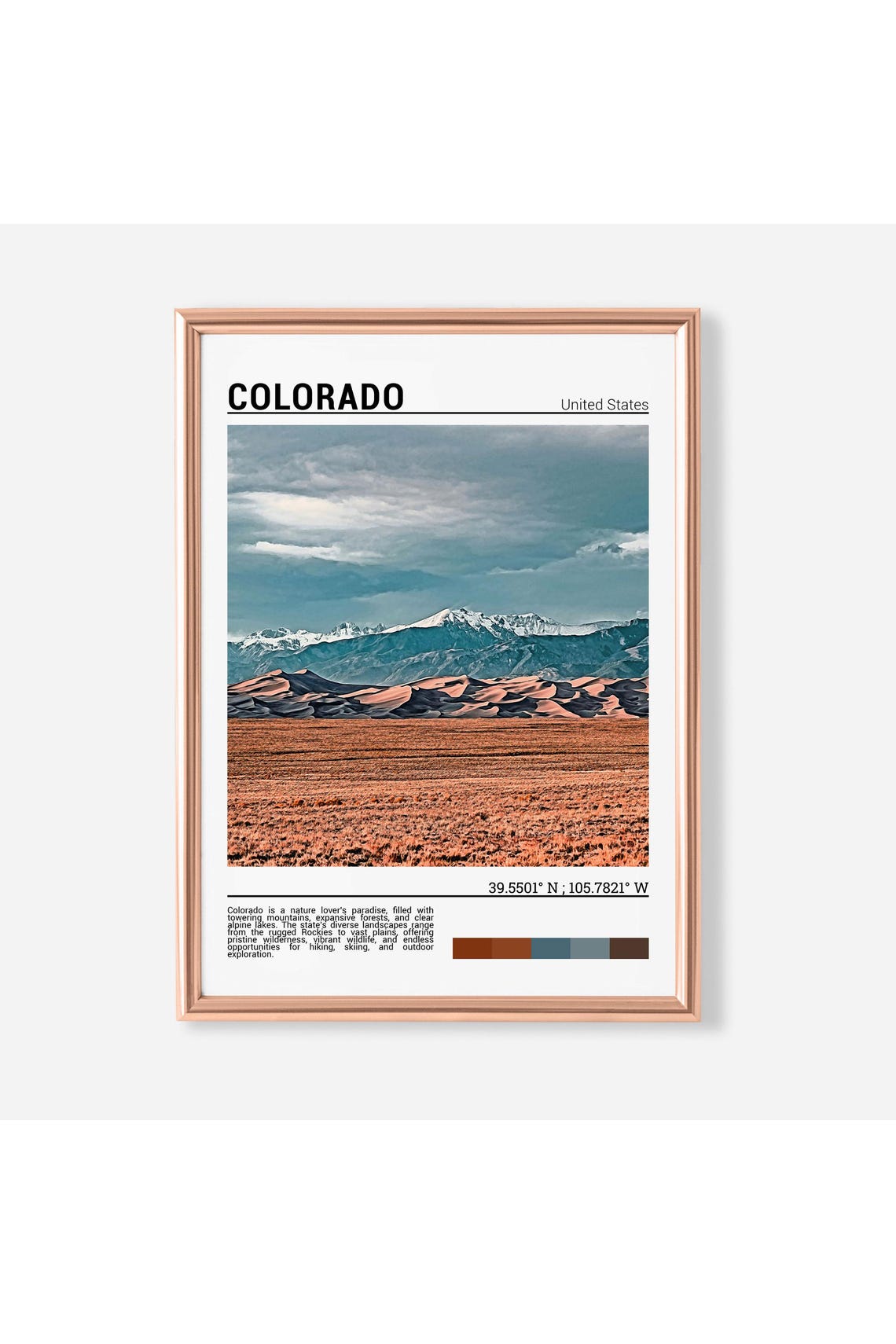Colorado Great Sand Dunes Against Snowy Peaks Landscape Poster