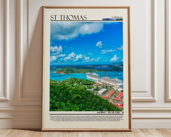 St Thomas Caribbean Wall Art Poster Travel Print Gift Artwork Hanging Home Decor