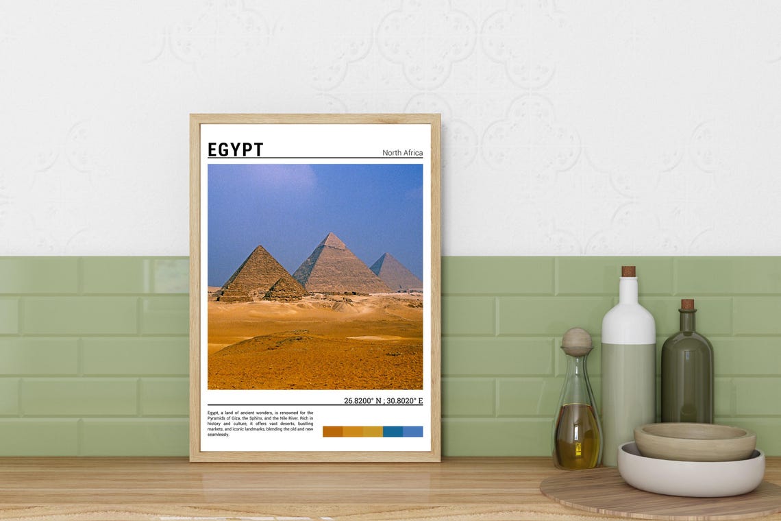 Egypt Giza Pyramids Desert Ancient Wonders Golden Sand Poster - Image 3