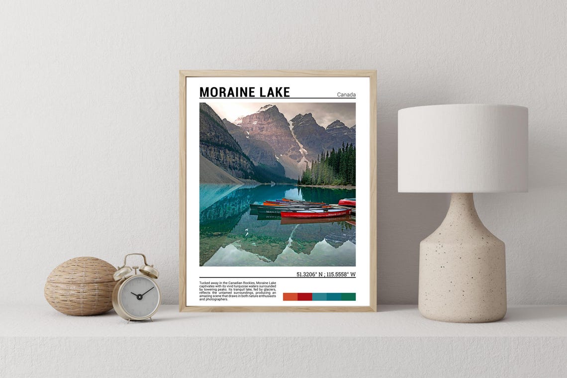 Moraine Lake Wall Art Moraine Lake Poster Moraine Photo Moraine Lake Photography Moraine Lake Travel Poster Moraine Lake Canada - Image 2