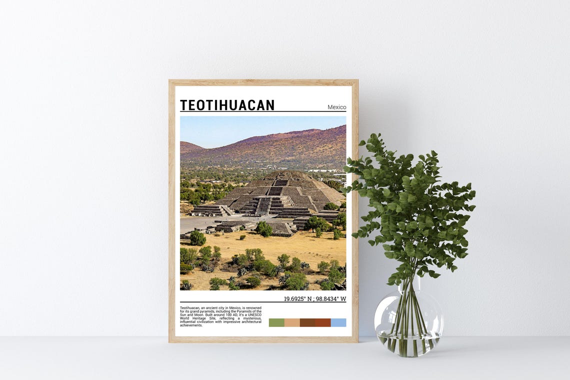 Teotihuacan Print Teotihuacan Poster Teotihuacan Wall Art Teotihuacan Travel Teotihuacan Art Print Teotihuacan Art Mexico Artwork - Image 4