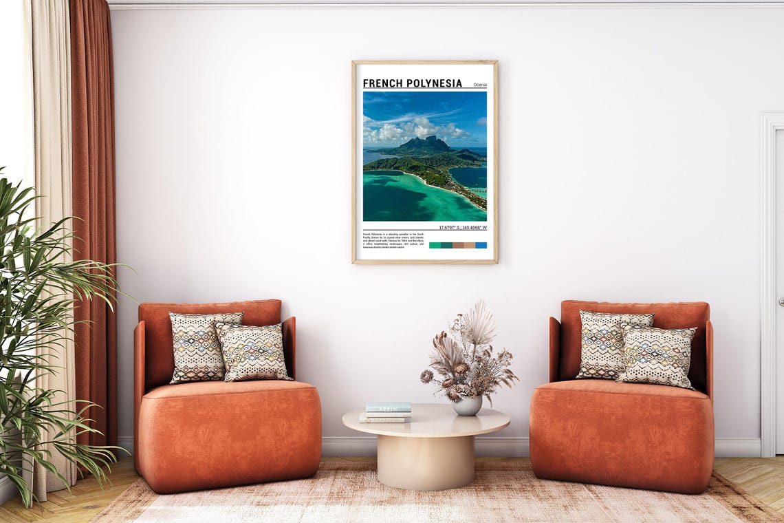 French Polynesia Tropical Island Turquoise Lagoon Aerial View Poster - Image 7