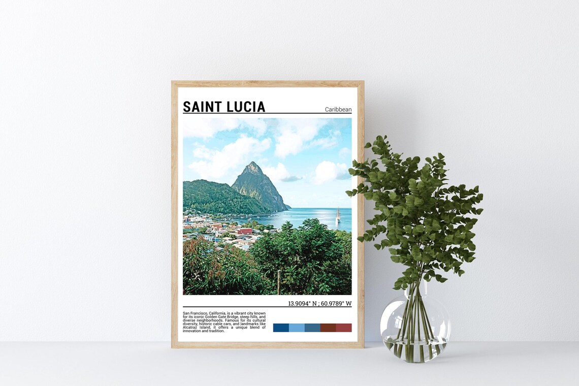 Saint Lucia Travel Poster, Caribbean Art Print - Image 4