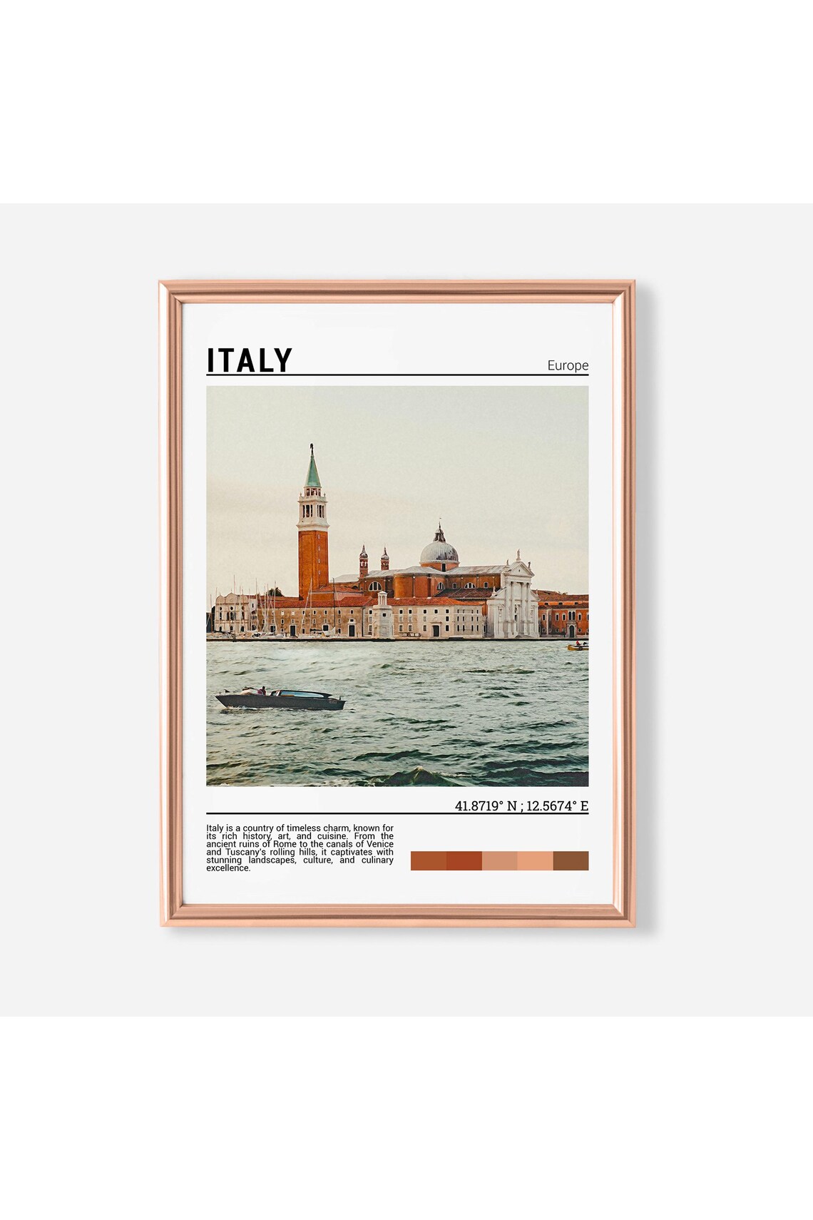 Italy Venice Lagoon Church Bell Tower Waterfront Photo Poster