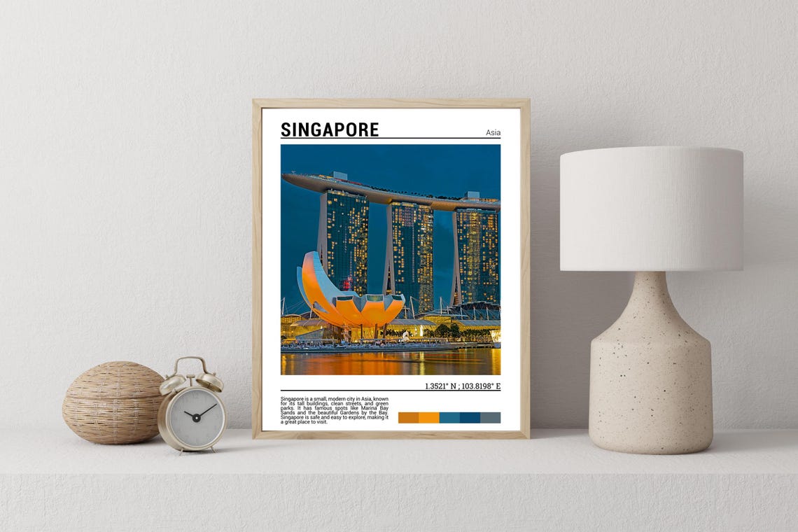 Singapore Print Singapore Poster Singapore Travel Poster Singapore Print Singapore Art Singapore Asia - Image 3