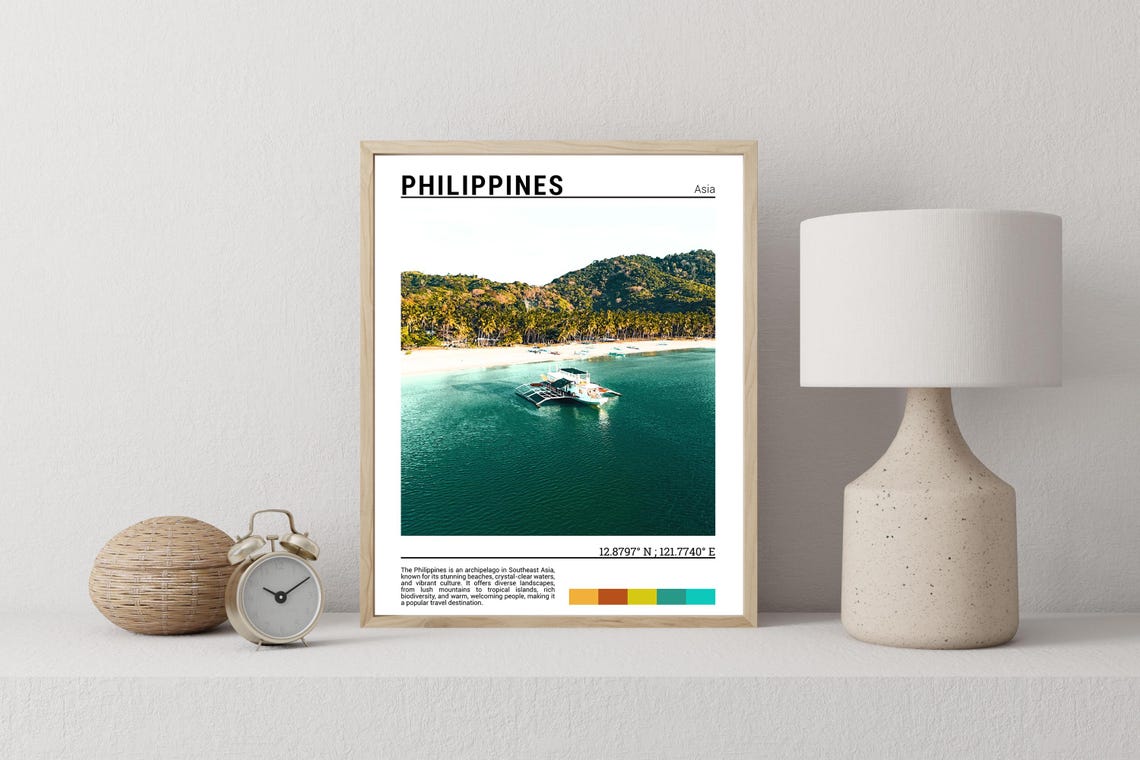 Philippines Asia Turquoise Sea Outrigger Boat Tropical Beach Poster - Image 2