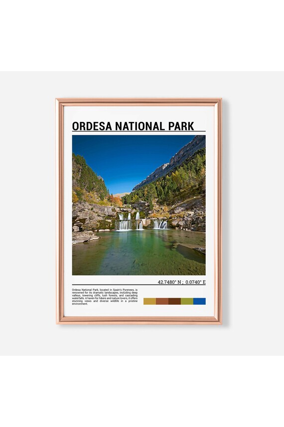 Ordesa National Park Spain Waterfall Pyrenees Green Nature Poster