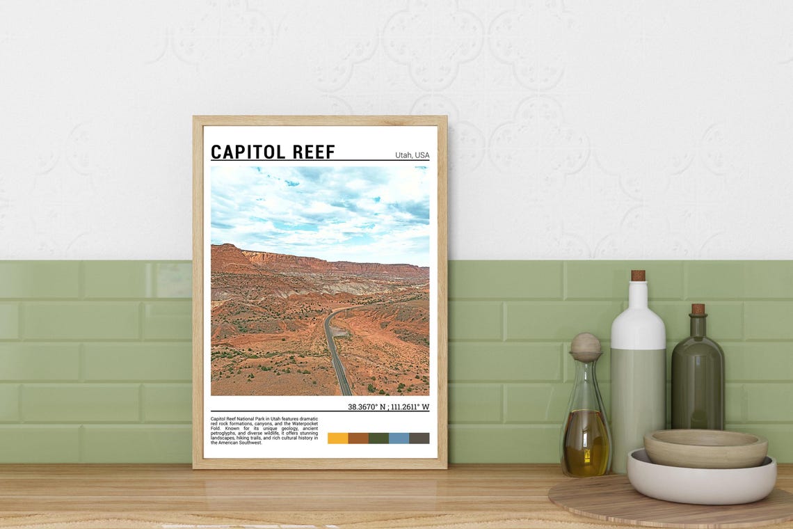 Capitol Reef Utah Red Rock Canyon Desert Road Southwest Poster - Image 3