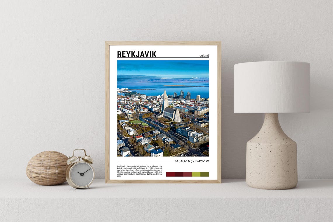 Reykjavik Iceland Poster Print Reykjavik Iceland Print Reykjavik Iceland Travel Poster Reykjavik Iceland Art Reykjavik Travel Gift - Image 2