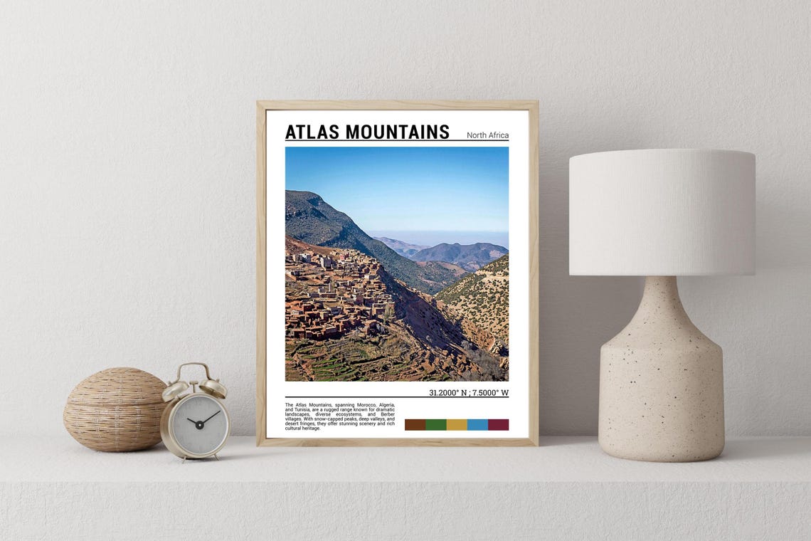 Atlas Mountain Print Atlas Mountain Poster Atlas Mountain Wall Art Atlas Mountain Travel Atlas Mountain Art Print Atlas Mountain Photo - Image 2