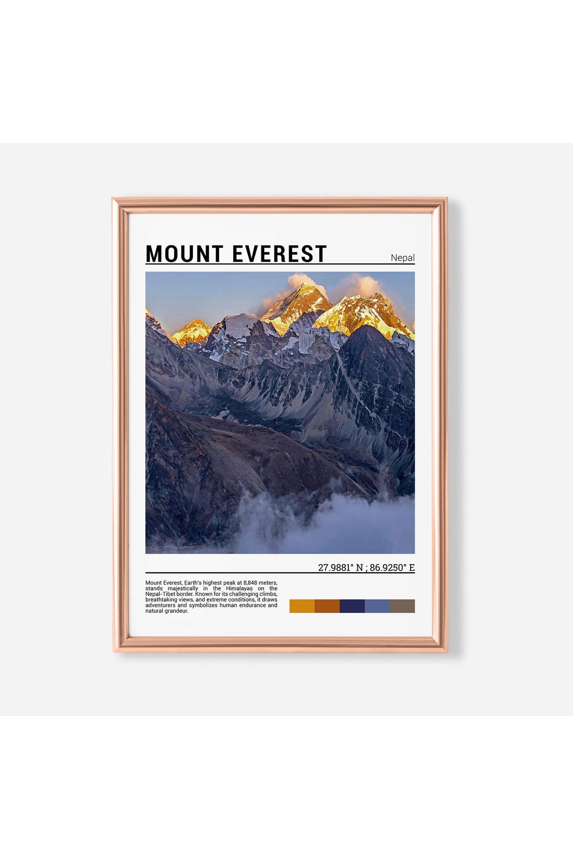 Mount Everest Nepal Golden Sunrise Himalayan Peaks World Summit Poster
