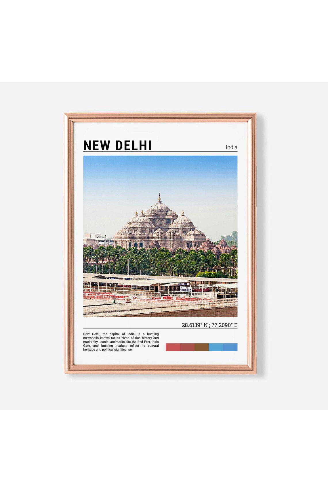 New Delhi India Akshardham Temple Carved Domes Capital City Poster