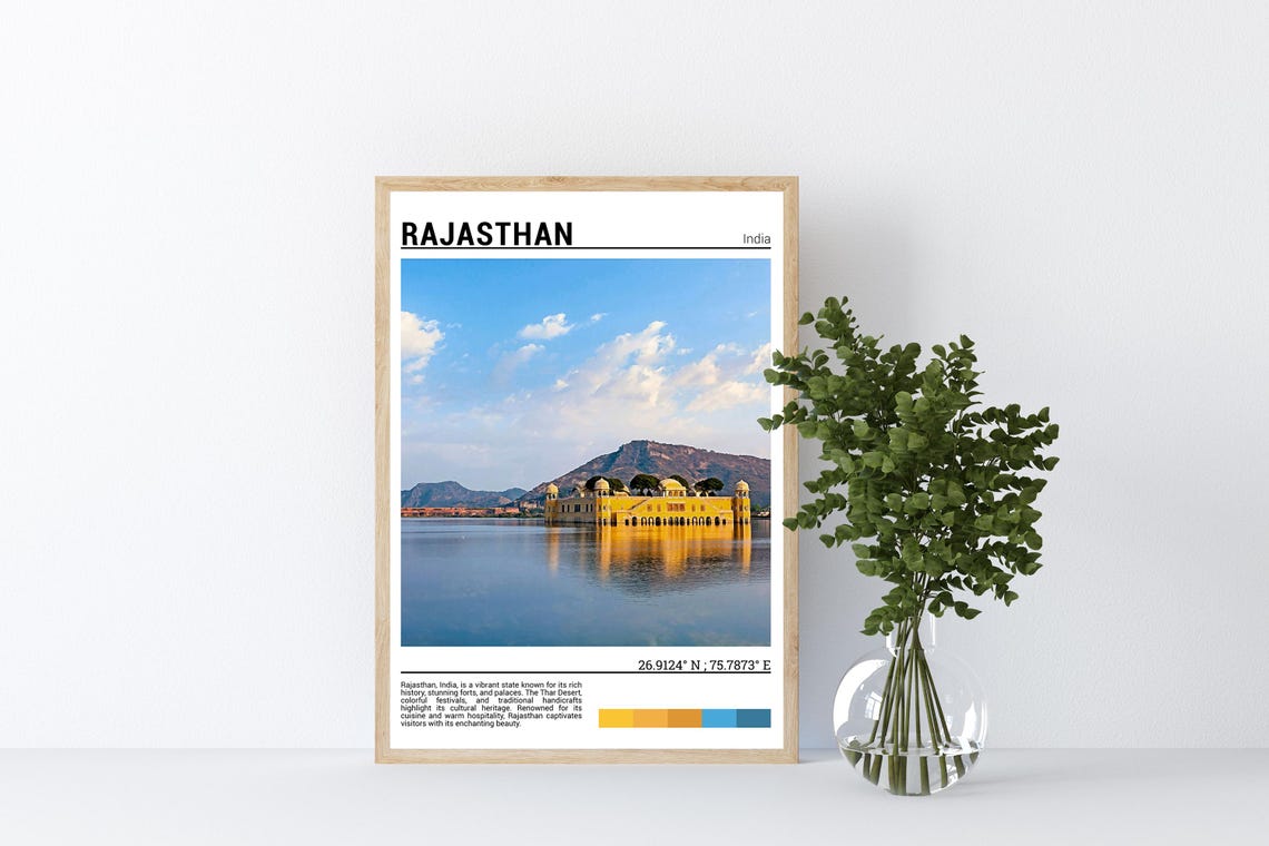 Rajasthan India Jal Mahal Water Palace Lake View Photo Poster - Image 4
