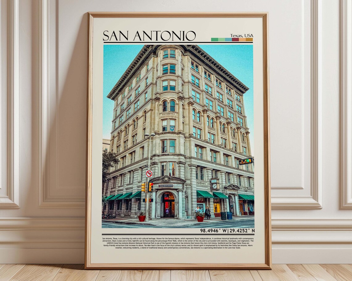 San Antonio Texas Historic Downtown Corner Building Travel Photo Poster