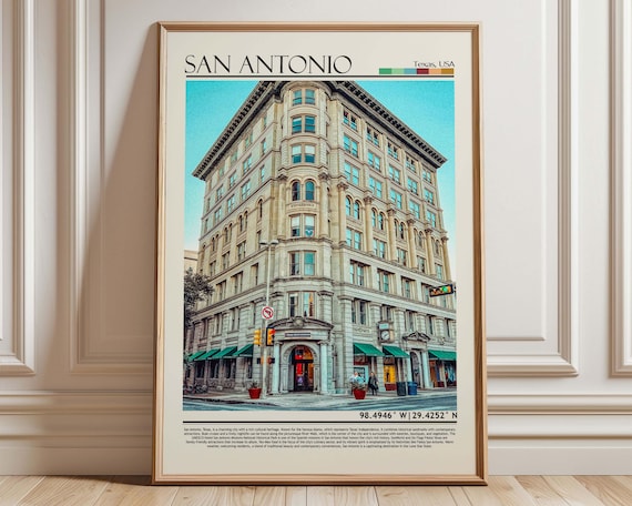 San Antonio Texas Historic Downtown Corner Building Travel Photo Poster