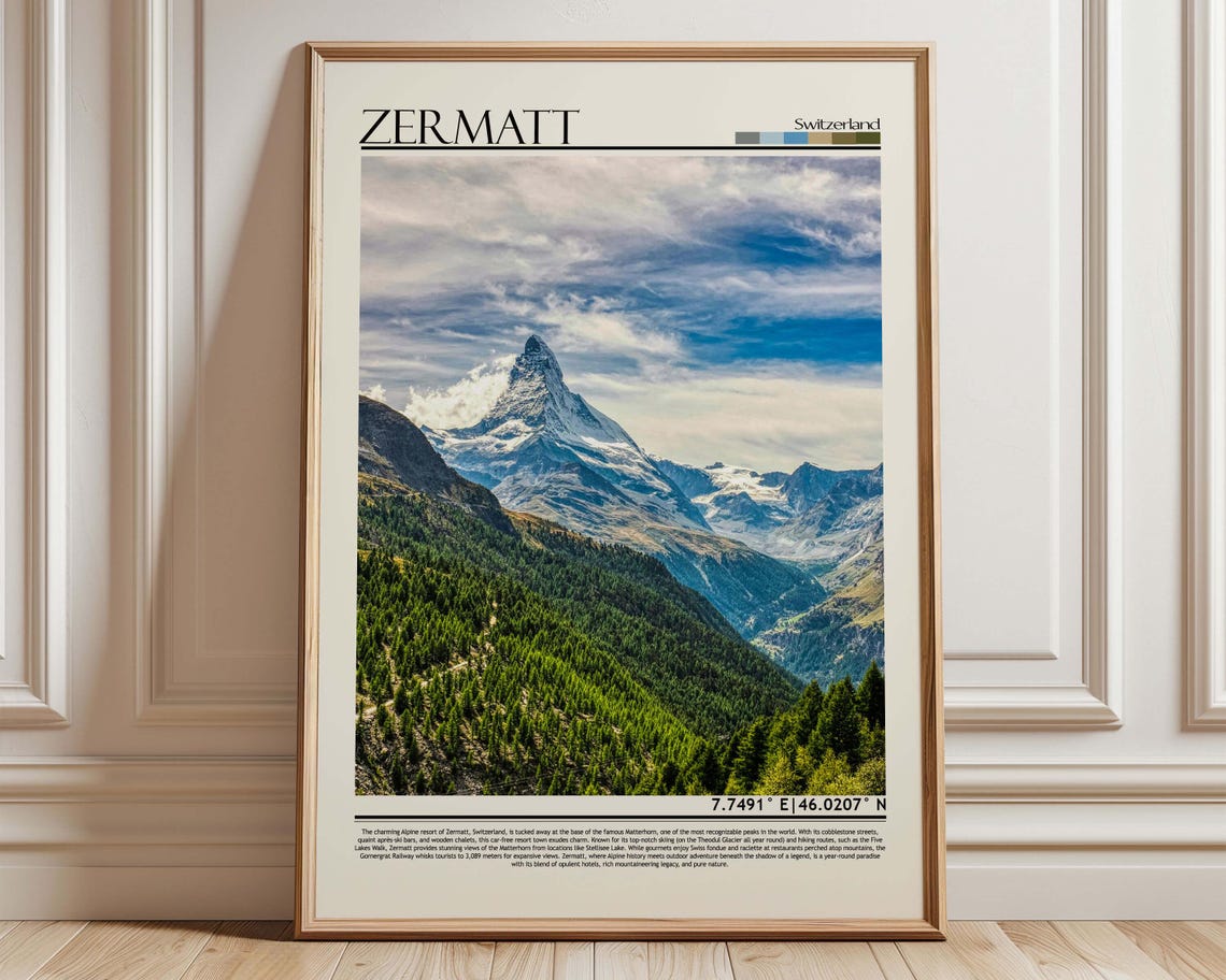 Zermatt Switzerland Matterhorn Alpine Peak Mountain Travel Poster