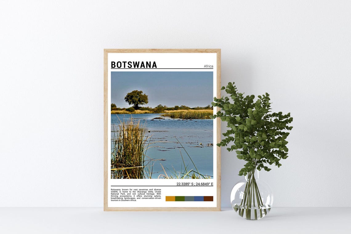 Botswana Okavango Delta Wetland Reeds Lone Tree Safari Poster - Image 6