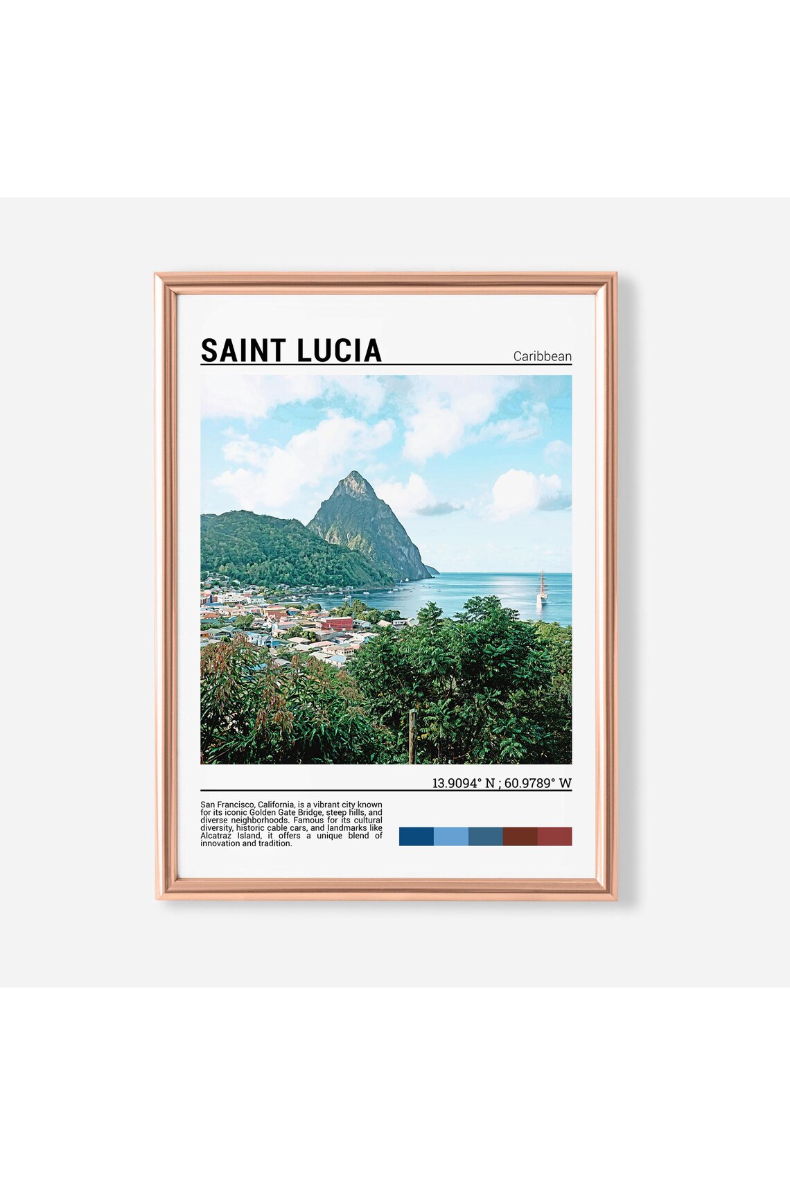 Saint Lucia Travel Poster, Caribbean Art Print