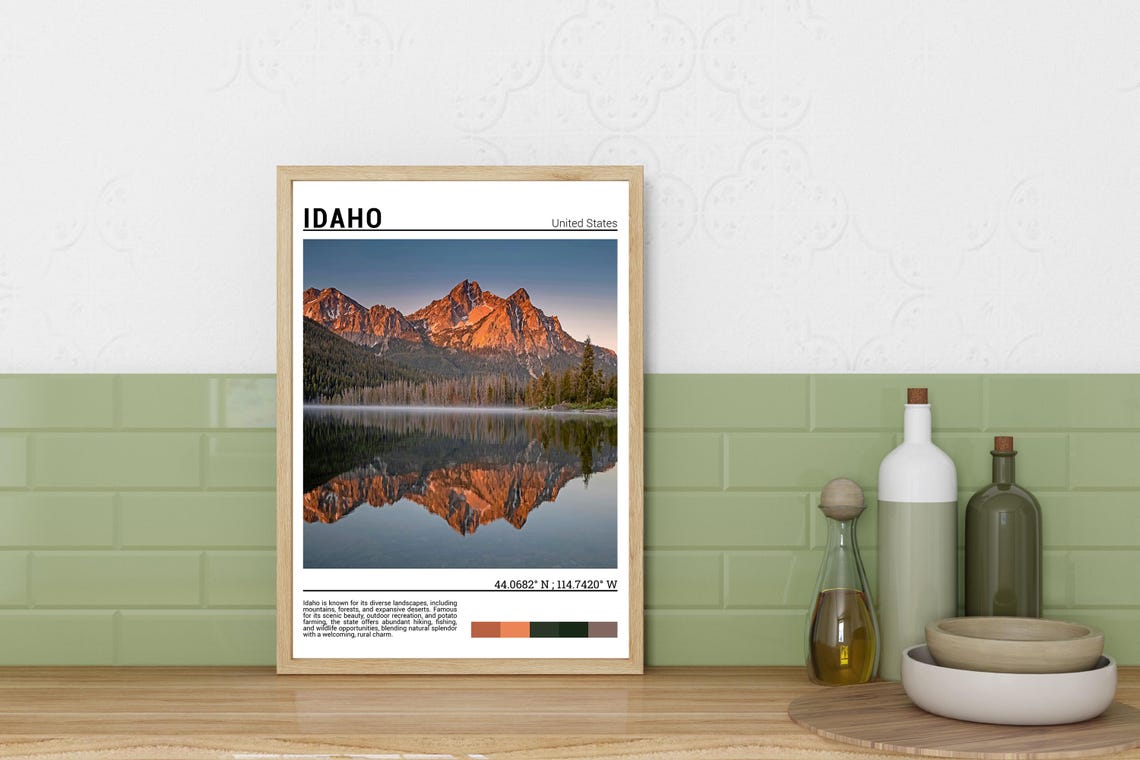 Idaho Sawtooth Mountains Mirror Lake Sunrise Reflection Poster - Image 3