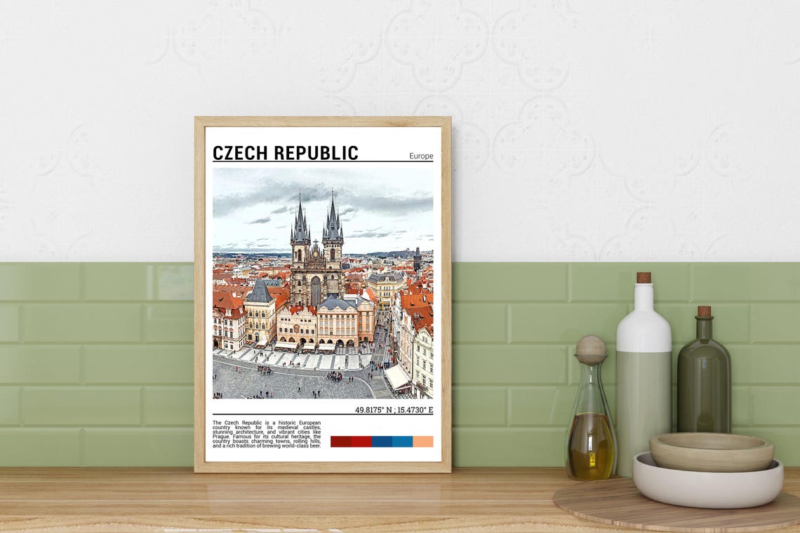 Czech Republic Prague Old Town Square Church Towers Travel Poster - Image 3