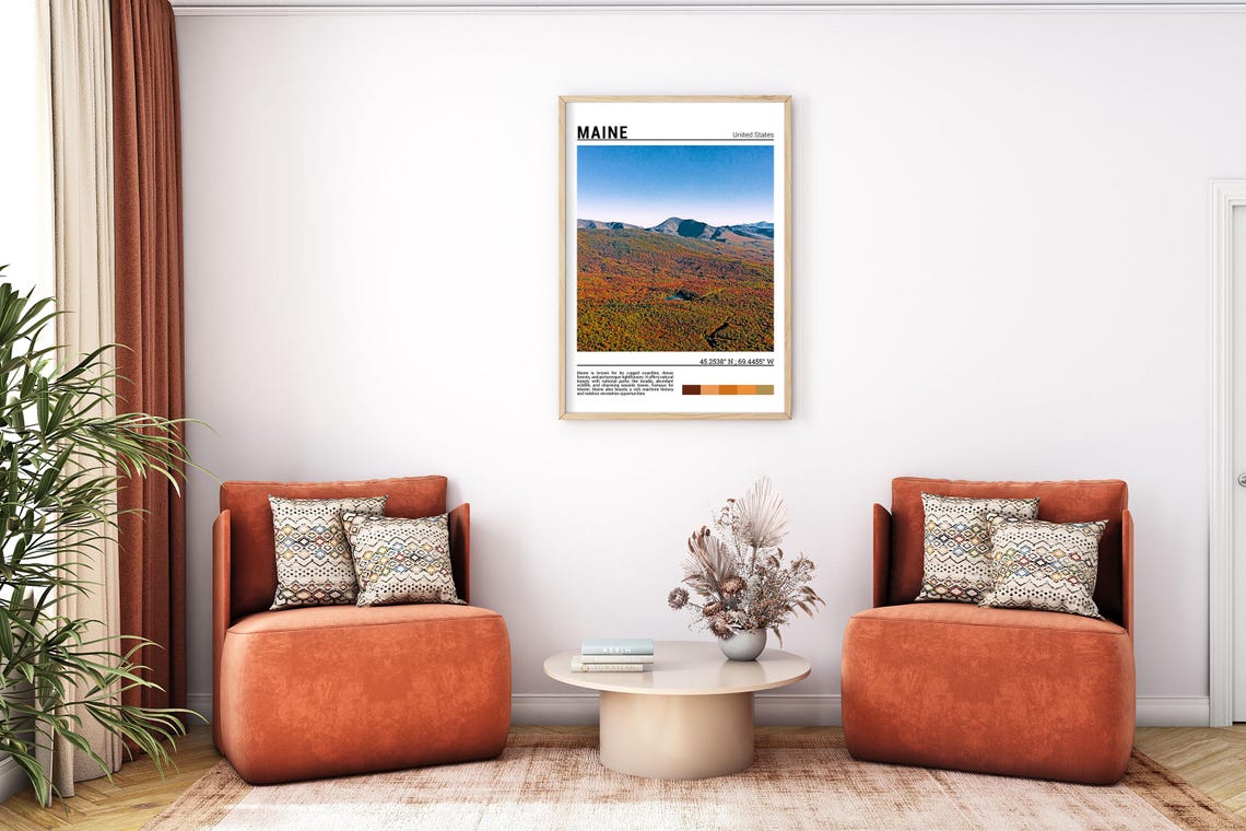 Maine Autumn Mountains Fall Foliage Forest Landscape Photo Poster - Image 7