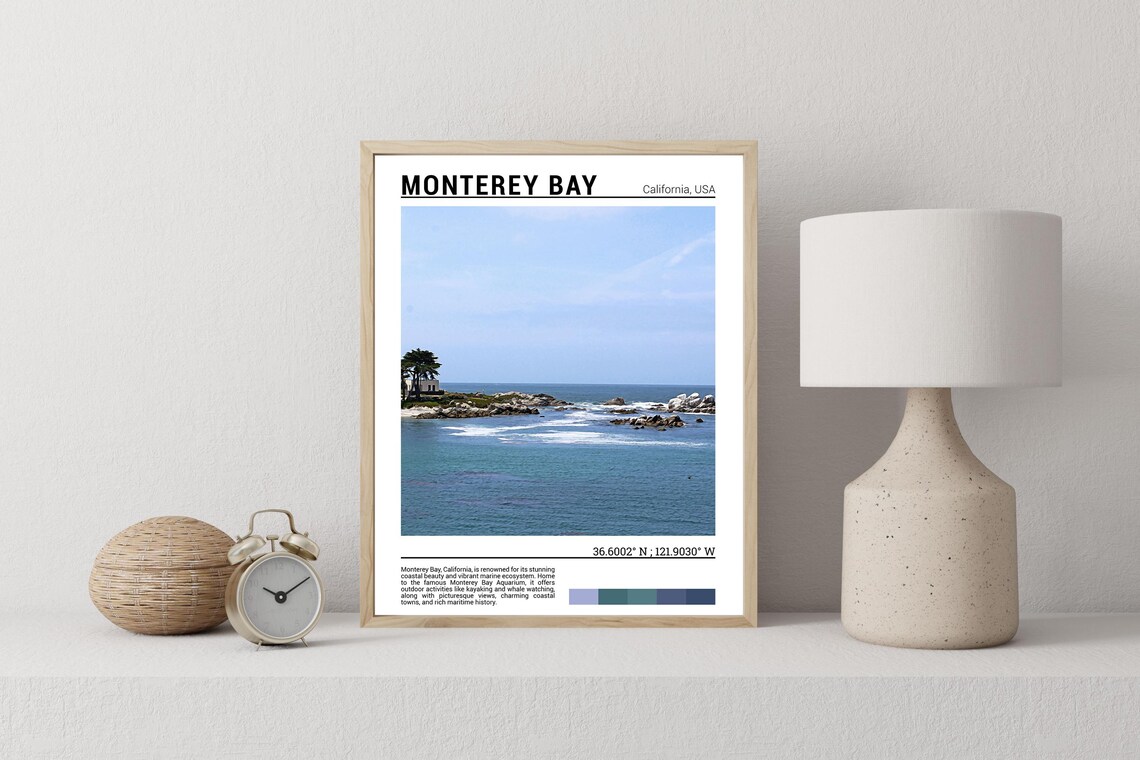 Monterey Bay California Rocky Coast Ocean Waves Photo Poster - Image 2
