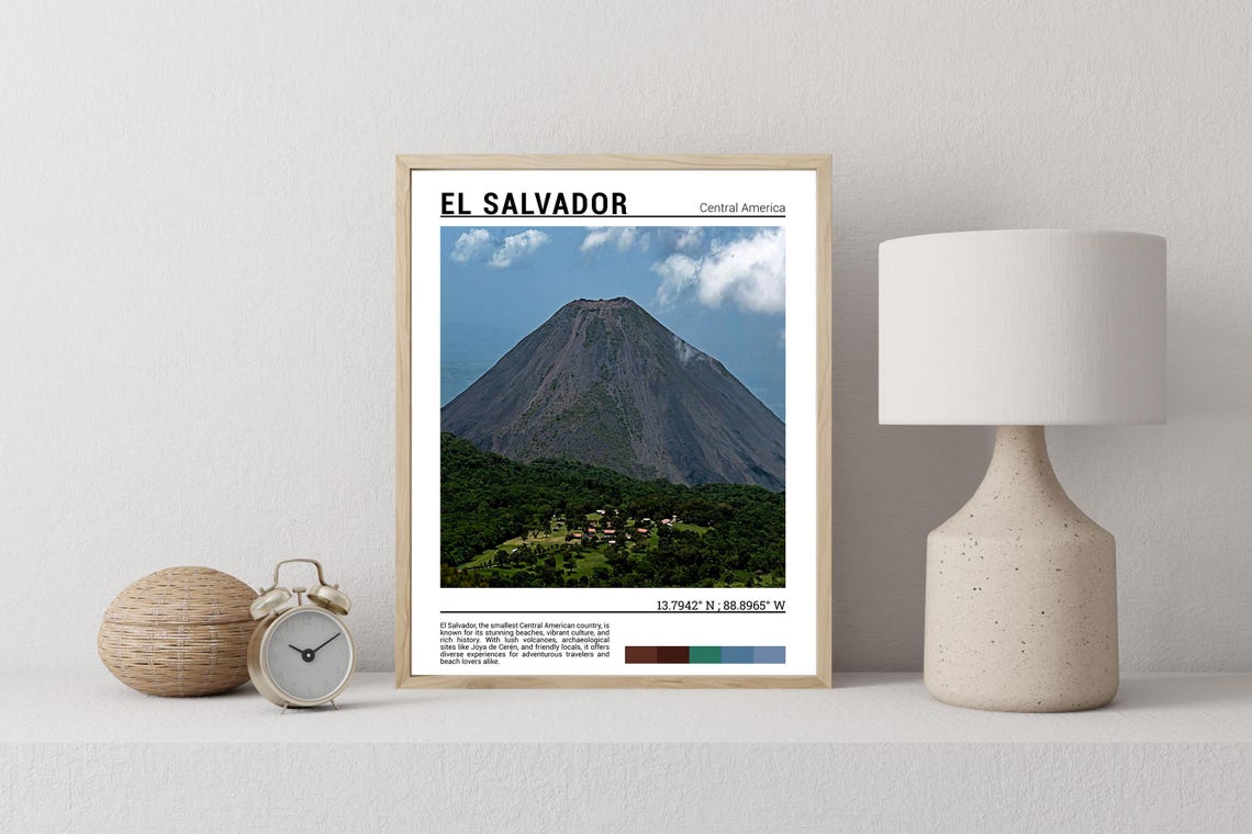 El Salvador Volcano Peak Green Forest Central America Poster - Image 2