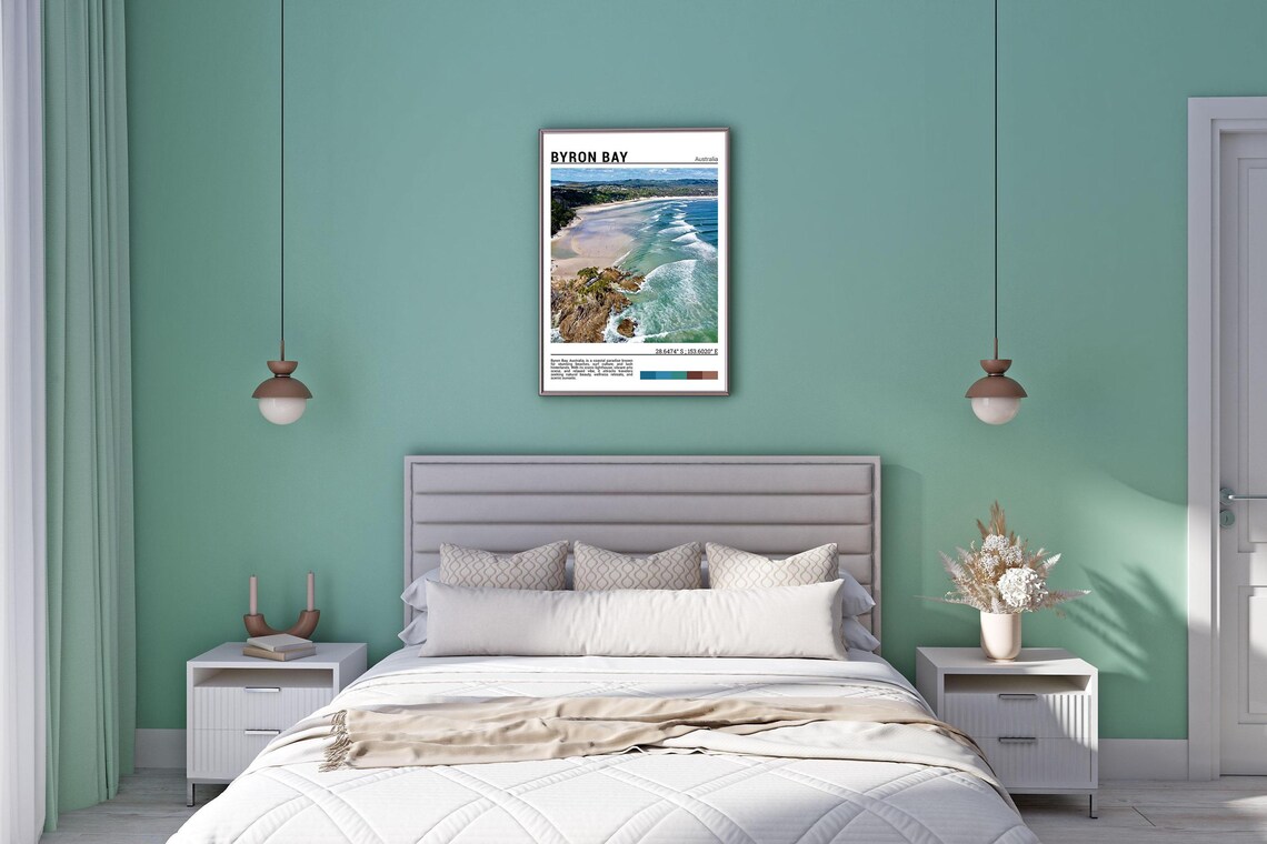 Byron Bay Australia Surf Waves Golden Beach Aerial Ocean Poster - Image 5