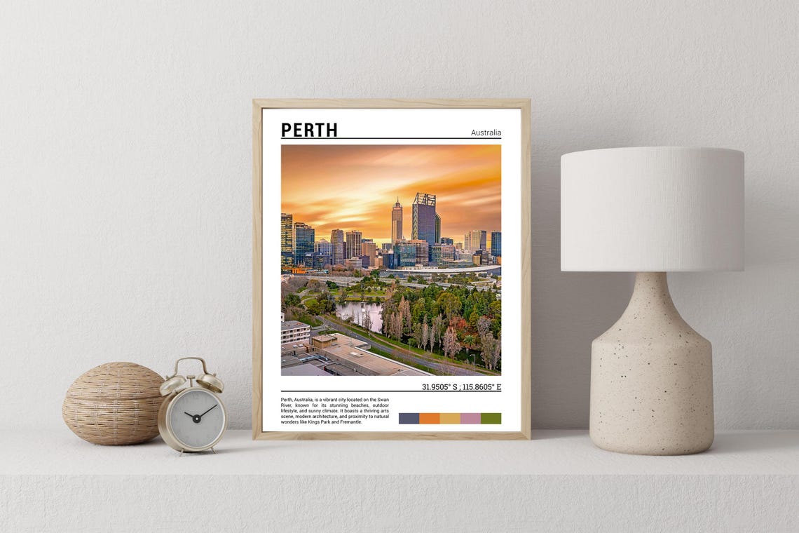 Perth Australia Golden Sunset Skyline Over Green Park Poster - Image 2