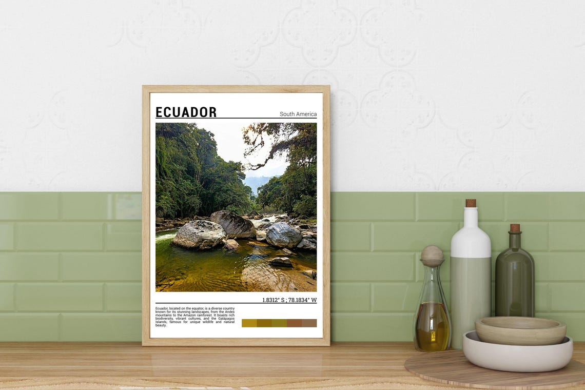 Ecuador South America Jungle River Rocks Nature Photo Poster - Image 3