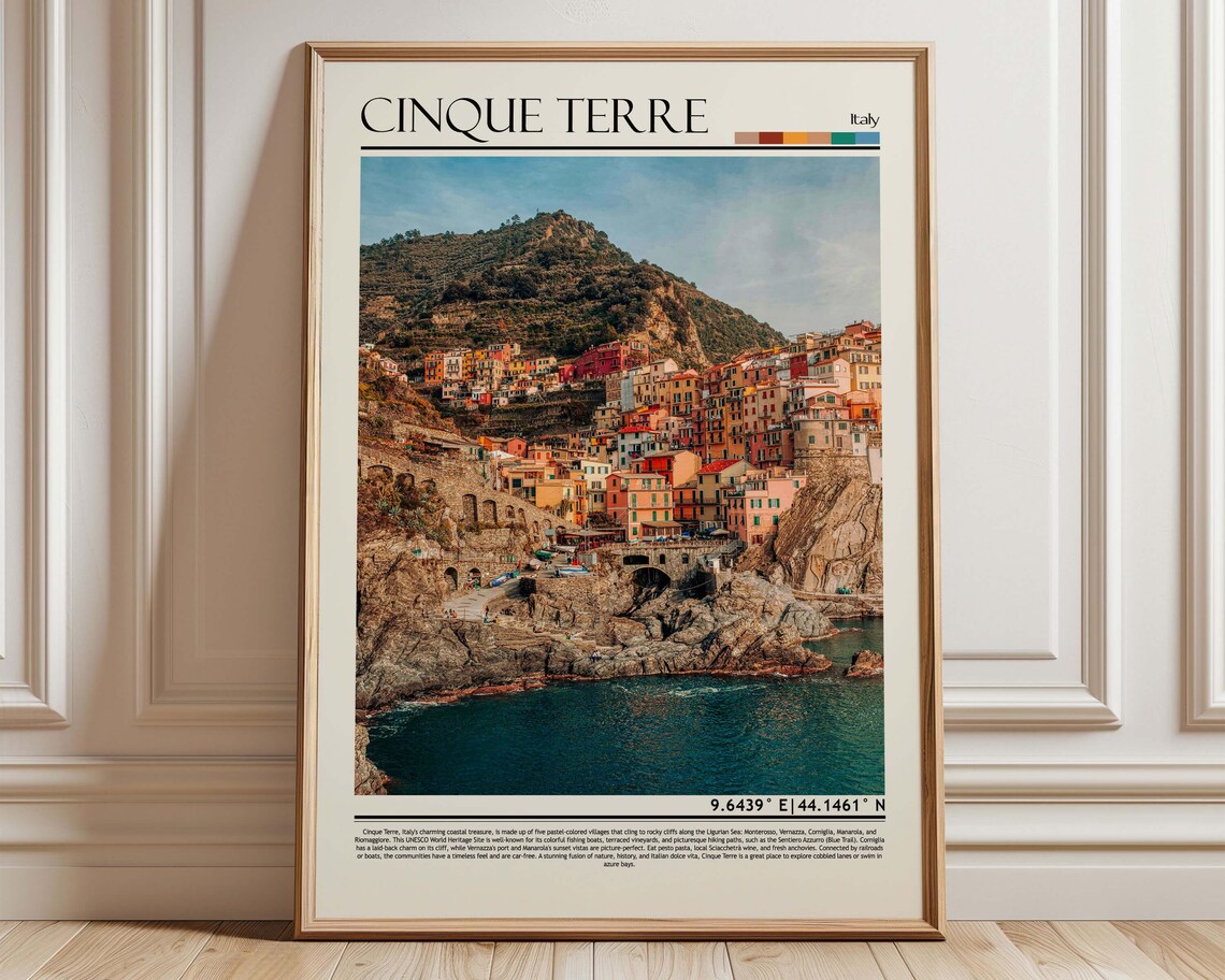 Cinque Terre Italy Cliffside Village Colorful Houses Travel Art Poster