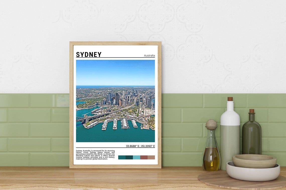 Sydney Australia Harbour Bridge Aerial Cityscape Photo Poster - Image 3
