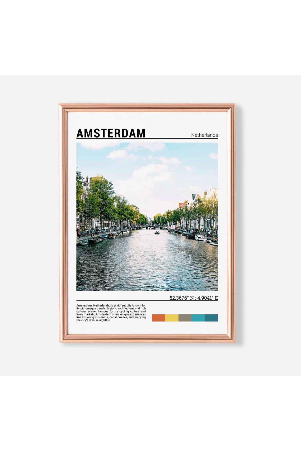 Amsterdam Netherlands Charming Sunny Canal Boats Summer Poster