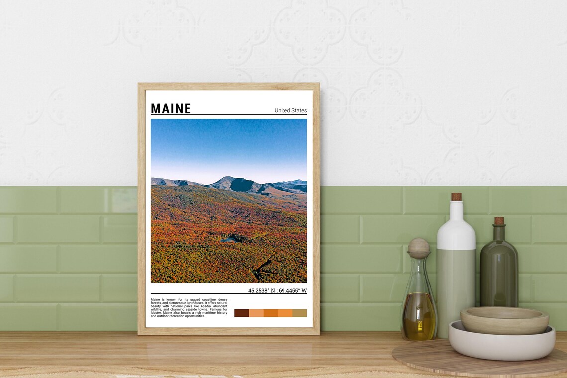 Maine Autumn Mountains Fall Foliage Forest Landscape Photo Poster - Image 3
