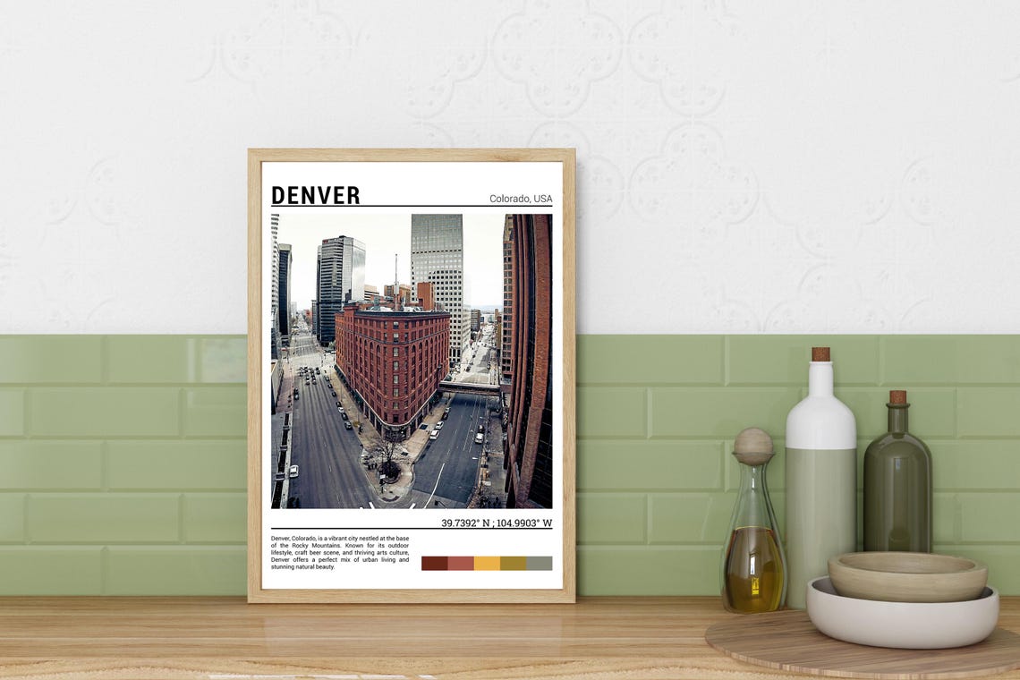 Denver Colorado Downtown Street Grid Historic Brick Building Poster - Image 3