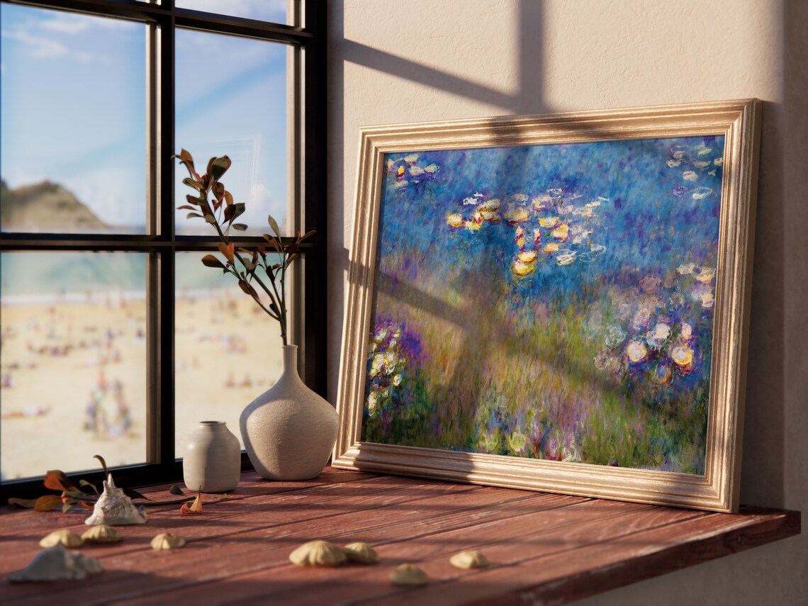 Claude Monet Water Lilies Blue Pond White Gold Lilies Impressionism Poster - Image 4