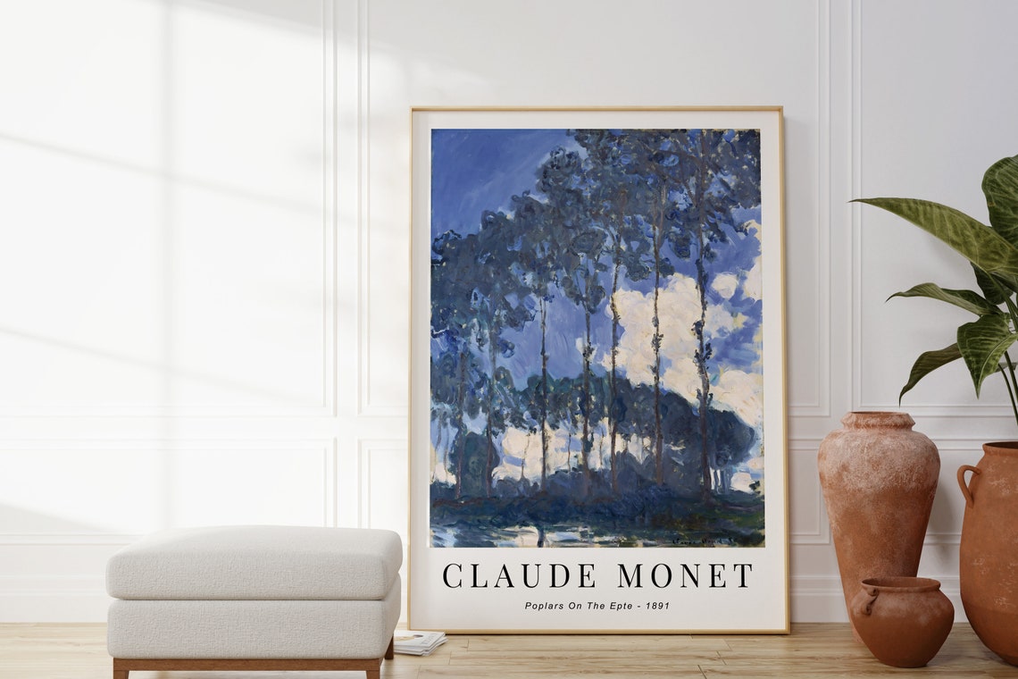Claude Monet Poplars On The Epte 1891 Tall Trees Blue Sky Poster - Image 4