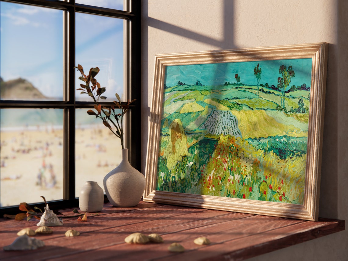 Van Gogh Green Wheat Field Landscape Auvers Thick Brushstroke Art - Image 3