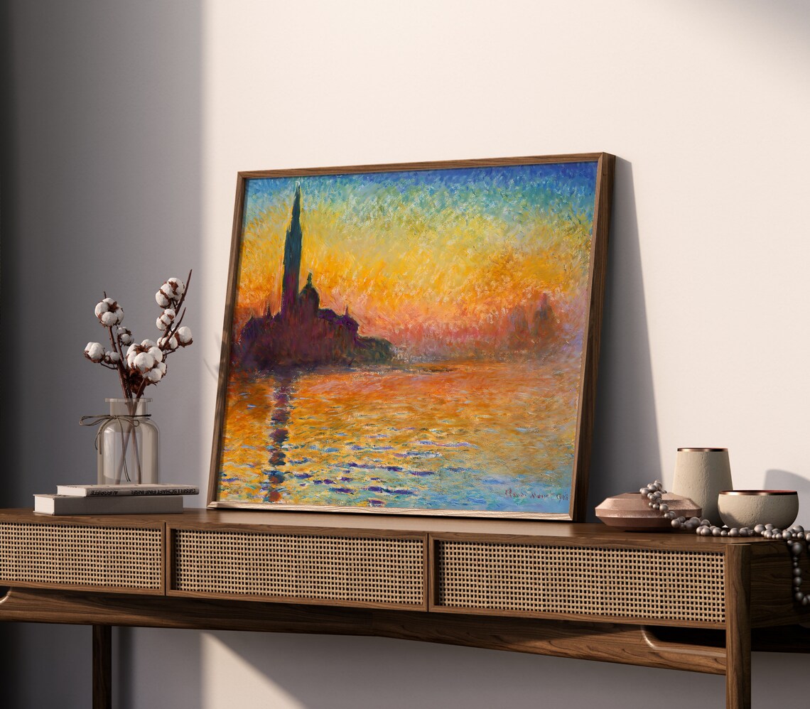 Claude Monet San Giorgio Maggiore At Dusk Venice Sunset Glow Art Poster - Image 2