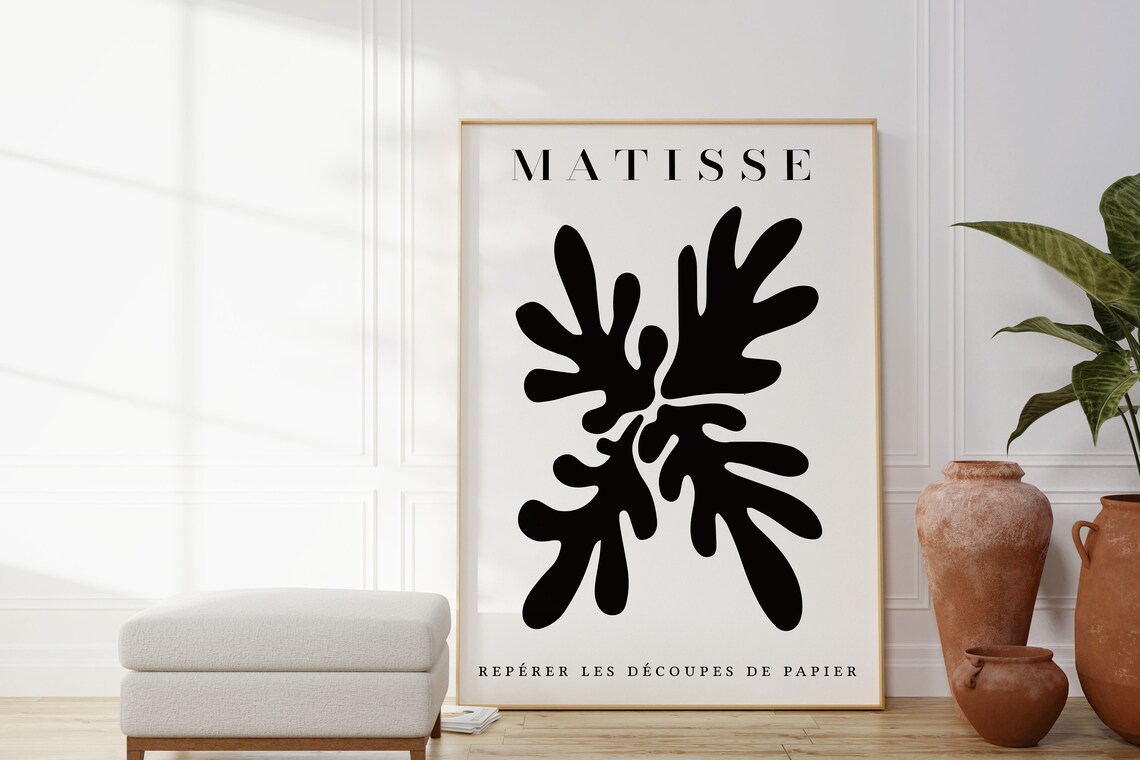 Matisse Black Paper Cutout Coral Organic Shape Minimalist Art Print - Image 3