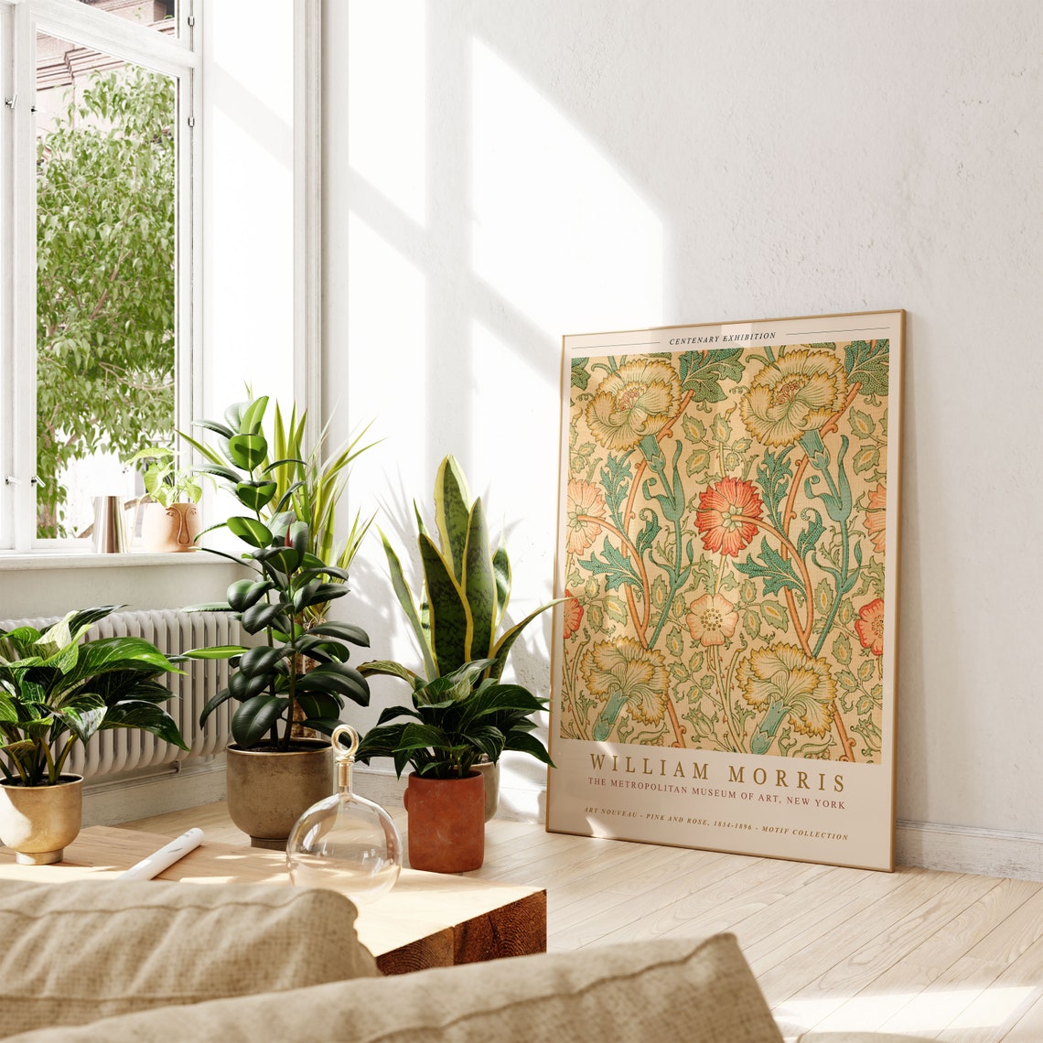William Morris Pink and Rose Centenary Exhibition Floral Poster - Image 4