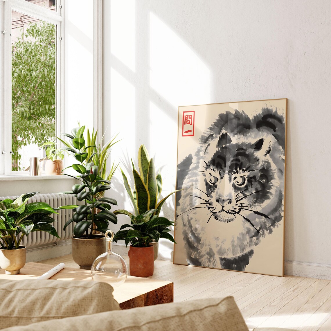 Matsumoto Hoji Tiger Japanese Sumi-e Ink Wash Vintage Wildlife Art Print - Image 3