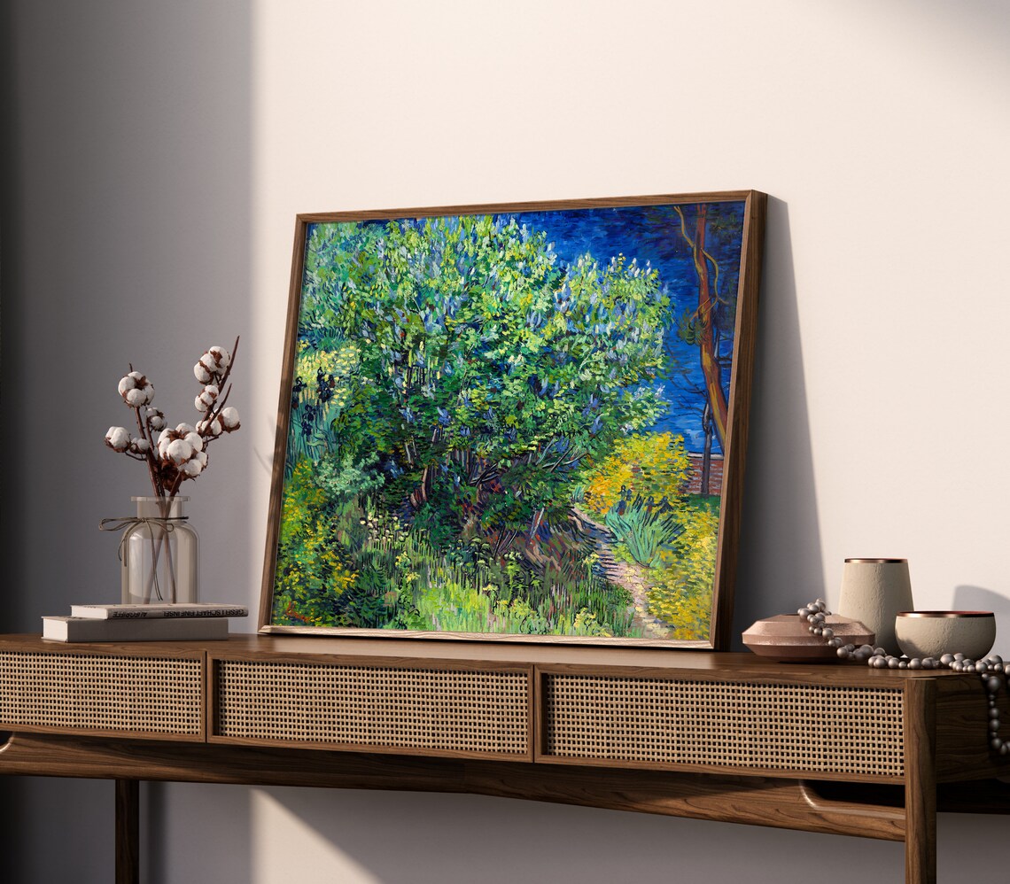 Vincent van Gogh Lilac Bush Garden Vibrant Nature Painting Poster - Image 3
