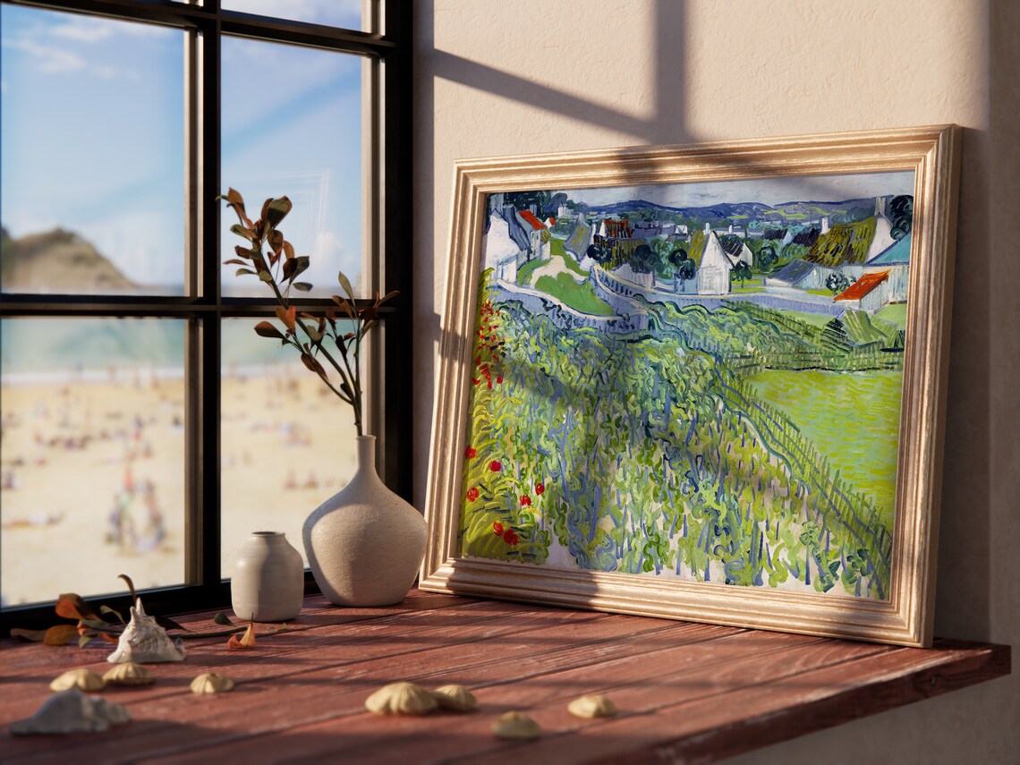 Van Gogh Vineyard View Of Auvers Green Village Countryside Print - Image 2