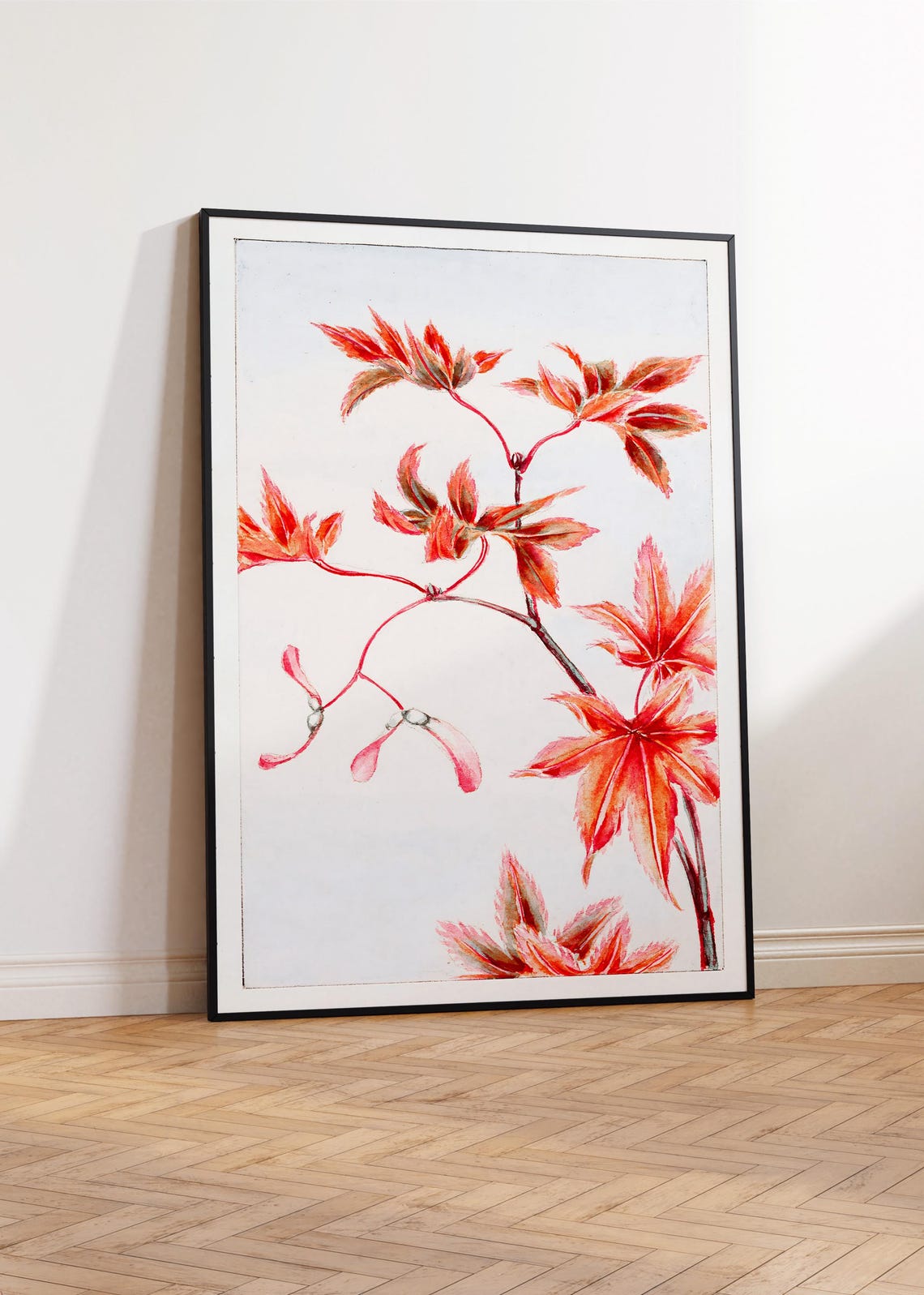 Japanese Red Maple Momiji Branch Watercolor Botanical Wall Art - Image 4