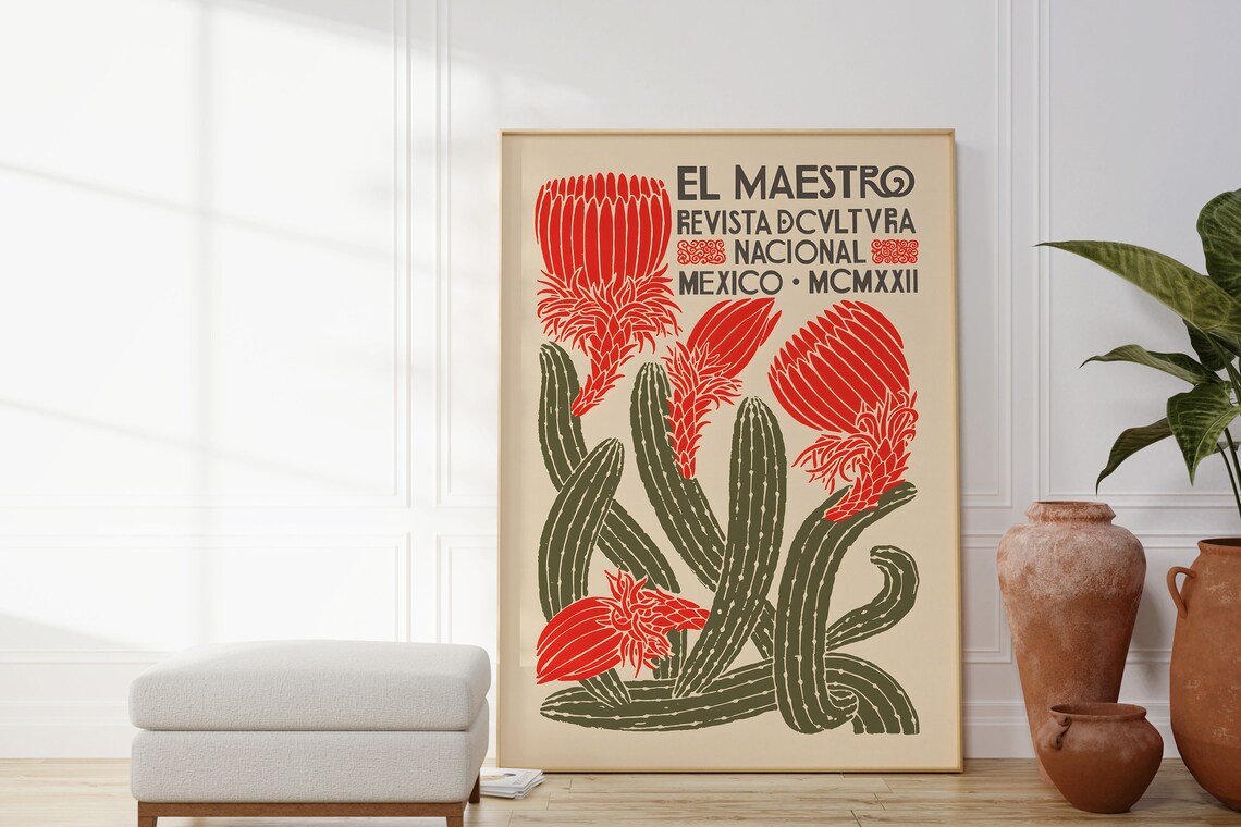 El Maestro Mexican Cactus Botanical Art Poster - Image 3