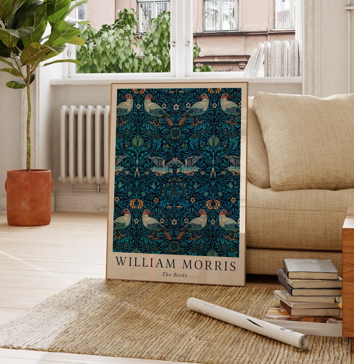 William Morris The Birds Blue Bird Pattern Vintage Textile Print - Image 4