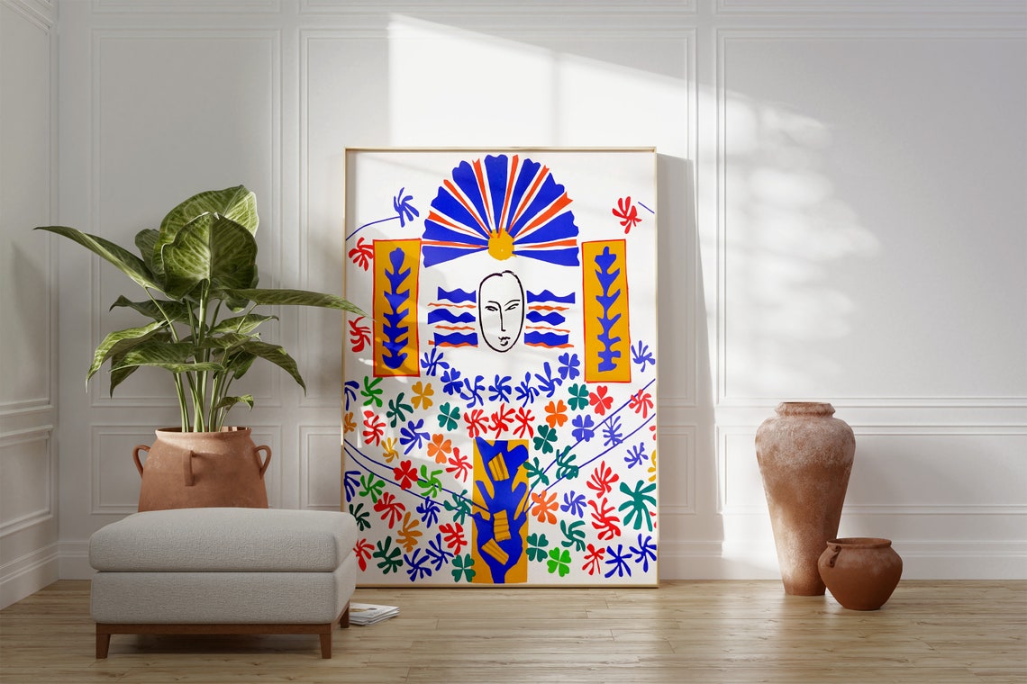 Matisse La Gerbe 1953 Vertical Colorful Cutout Floral Mural Print - Image 4